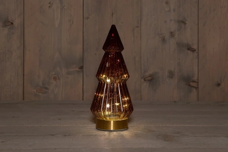 ANNA'S COLLECTION Boom glas h23.5cm bordeaux/gd bo - afbeelding 1