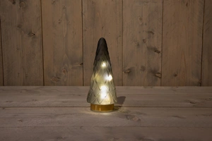 ANNA'S COLLECTION Boom glas h24.5cm matgrijs/gd bo - afbeelding 1