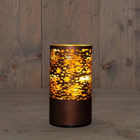 ANNA'S COLLECTION Cylinder glas draaiend 16x9cm choco - afbeelding 1