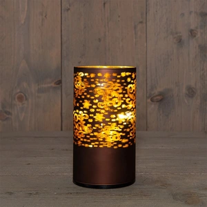 ANNA'S COLLECTION Cylinder glas draaiend 16x9cm choco