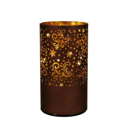 ANNA'S COLLECTION Cylinder glas draaiend 16x9cm choco - afbeelding 2