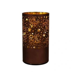 ANNA'S COLLECTION Cylinder glas draaiend 16x9cm choco - afbeelding 2