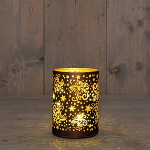 ANNA'S COLLECTION Cylinder glas led 12x9cm choco