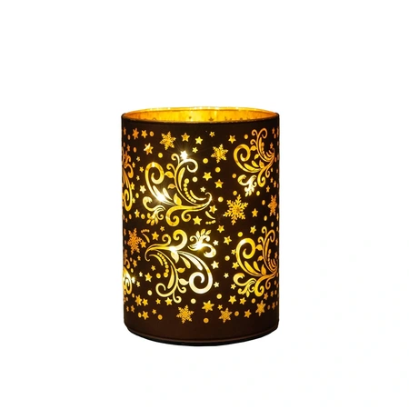 ANNA'S COLLECTION Cylinder glas led 12x9cm choco - afbeelding 2
