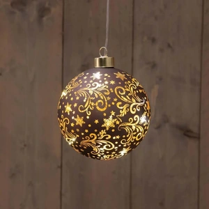 ANNA'S COLLECTION Hanger bal glas 10led d12cm choco