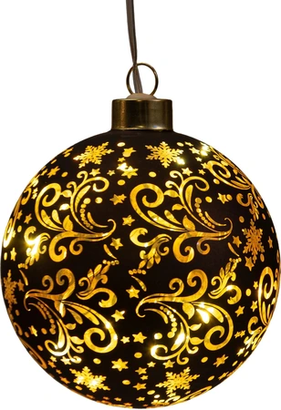 ANNA'S COLLECTION Hanger bal glas 10led d12cm choco - afbeelding 2