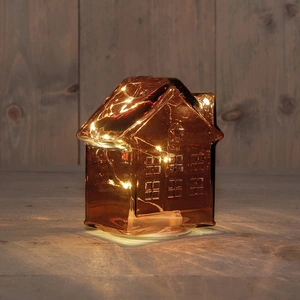 ANNA'S COLLECTION Huisje 10led 12.5x7.5x14cm bordeaux - afbeelding 1