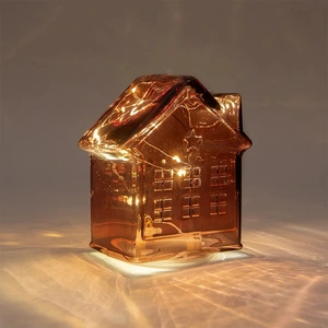 ANNA'S COLLECTION Huisje 10led 12.5x7.5x14cm bordeaux - afbeelding 2