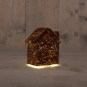 ANNA'S COLLECTION Huisje 10led 12.5x7.5x14cm brons