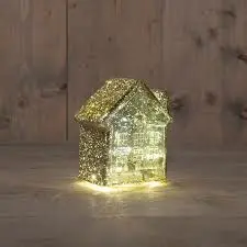 ANNA'S COLLECTION Huisje 10led 12.5x7.5x14cm goud - afbeelding 1