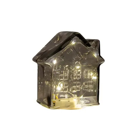 ANNA'S COLLECTION Huisje 10led 12.5x7.5x14cm grijs - afbeelding 1