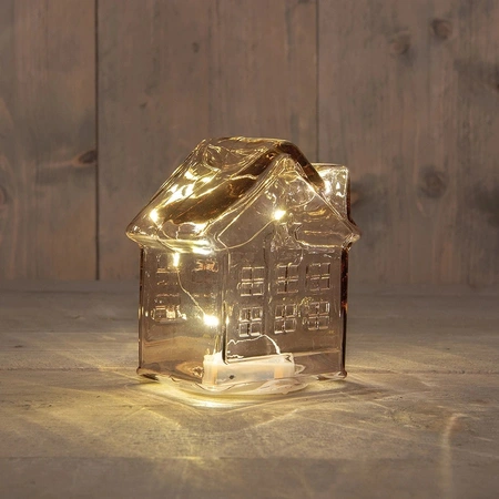 ANNA'S COLLECTION Huisje 10led 12.5x7.5x14cm roze - afbeelding 1