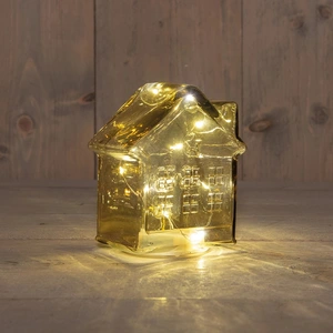 ANNA'S COLLECTION Huisje glas 10l 12.5x7.5x14cm amber