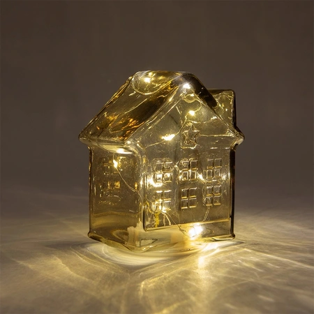 ANNA'S COLLECTION Huisje glas 10l 12.5x7.5x14cm amber - afbeelding 2