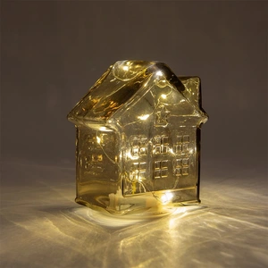 ANNA'S COLLECTION Huisje glas 10l 12.5x7.5x14cm amber - afbeelding 2