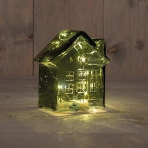 ANNA'S COLLECTION Huisje glas 10l 12.5x7.5x14cm groen