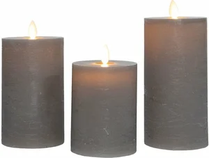 ANNA'S COLLECTION Kaars led oplaadbaar d7.5 taupe s3 - afbeelding 2