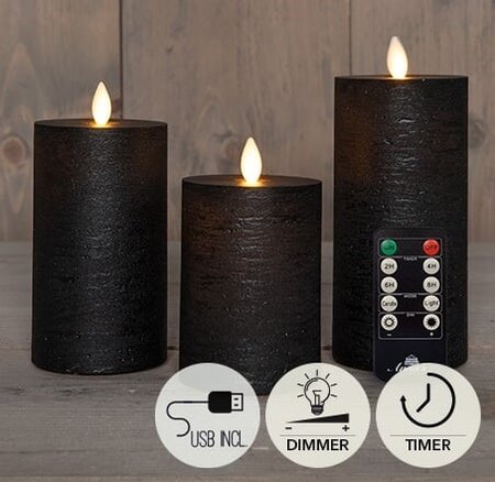 ANNA'S COLLECTION Kaars led oplaadbaar d7.5 zwrt s3 - afbeelding 2