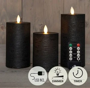 ANNA'S COLLECTION Kaars led oplaadbaar d7.5 zwrt s3 - afbeelding 2