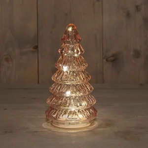 ANNA'S COLLECTION Kerstboom glas 18.5x9cm roze