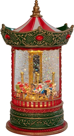 ANNA'S COLLECTION Lantaarn carousel 25.5x16cm rd/gr - afbeelding 2