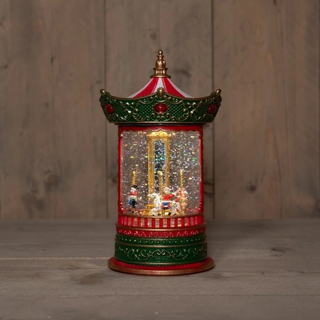 ANNA'S COLLECTION Lantaarn carousel 25.5x16cm rd/gr - afbeelding 1