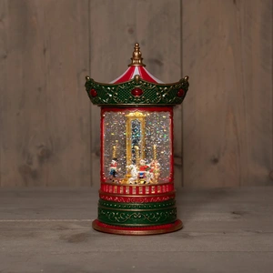 ANNA'S COLLECTION Lantaarn carousel 25.5x16cm rd/gr - afbeelding 1
