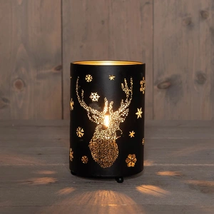 ANNA'S COLLECTION Lantaarn hert 16x10.5cm zwrt/gd - afbeelding 1