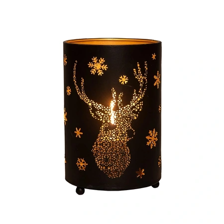 ANNA'S COLLECTION Lantaarn hert 16x10.5cm zwrt/gd - afbeelding 2