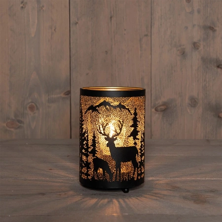 ANNA'S COLLECTION Lantaarn herten 16x10.5cm zwrt/gd - afbeelding 1