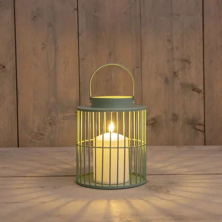 ANNA'S COLLECTION Lantaarn met 3d kaars 18x15cm olijf - afbeelding 1