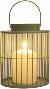 ANNA'S COLLECTION Lantaarn met 3d kaars 18x15cm olijf - afbeelding 2
