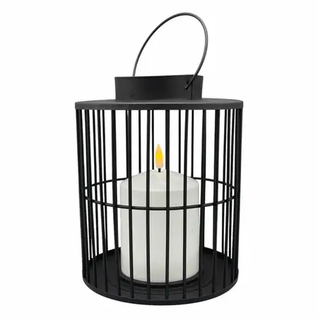 ANNA'S COLLECTION Lantaarn met 3d kaars 18x15cm zwart - afbeelding 2