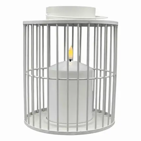 ANNA'S COLLECTION Lantaarn met kaars 18x15cm wit - afbeelding 2