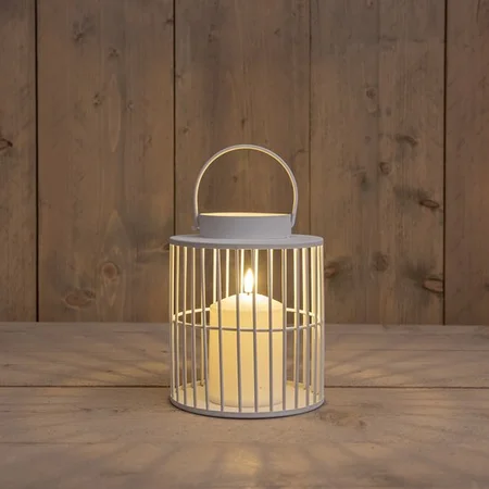 ANNA'S COLLECTION Lantaarn met kaars 18x15cm wit - afbeelding 1