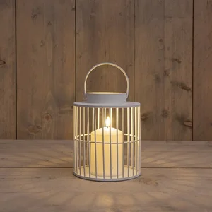 ANNA'S COLLECTION Lantaarn met kaars 18x15cm wit - afbeelding 1