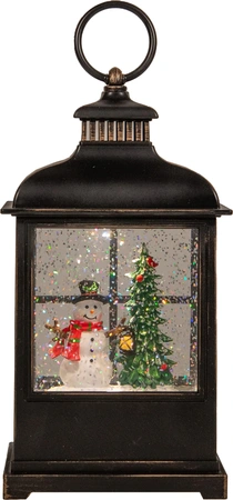 ANNA'S COLLECTION Lantaarn sneeuwpop 12.5x8x27cm zwrt - afbeelding 2