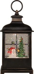 ANNA'S COLLECTION Lantaarn sneeuwpop 12.5x8x27cm zwrt - afbeelding 2