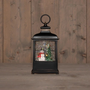 ANNA'S COLLECTION Lantaarn sneeuwpop 12.5x8x27cm zwrt - afbeelding 1