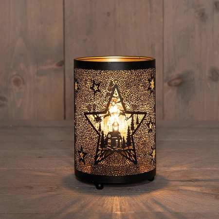 ANNA'S COLLECTION Lantaarn ster 16x10.5cm zwrt/gd - afbeelding 1