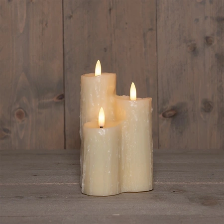 ANNA'S COLLECTION Leddruipkaars 3in1 16.5x11cm ivoor - afbeelding 1