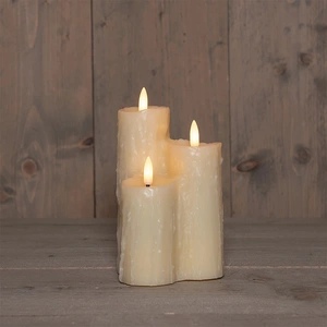 ANNA'S COLLECTION Leddruipkaars 3in1 16.5x11cm ivoor - afbeelding 1
