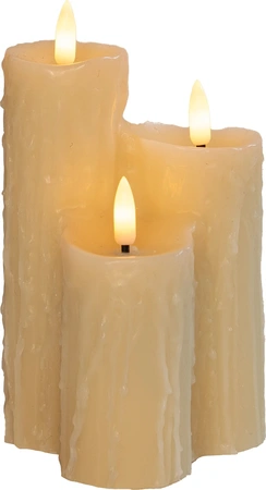 ANNA'S COLLECTION Leddruipkaars 3in1 16.5x11cm ivoor - afbeelding 2