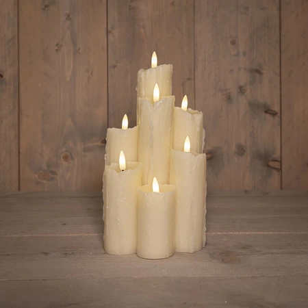 ANNA'S COLLECTION Leddruipkaars 7x3d.vlam 25.5x15cm ivoor - afbeelding 1