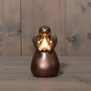 ANNA'S COLLECTION Ledkaars engel wax 3d vlam brons - afbeelding 1