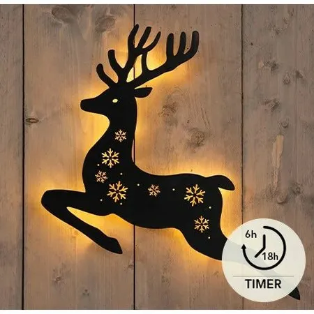 ANNA'S COLLECTION Muurhanger hert 3x42.5x49.5cm zwart - afbeelding 1