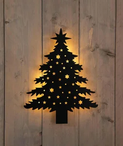 ANNA'S COLLECTION Muurhanger kerstboom 40x51cm zwart - afbeelding 1