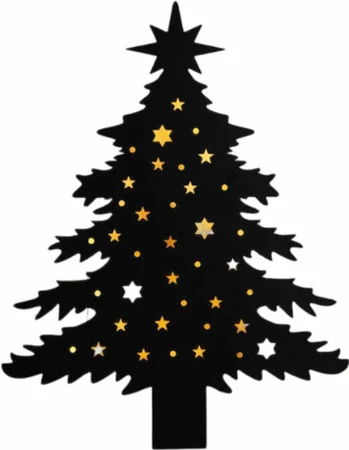 ANNA'S COLLECTION Muurhanger kerstboom 40x51cm zwart - afbeelding 2