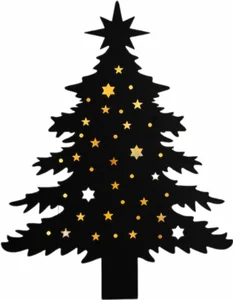 ANNA'S COLLECTION Muurhanger kerstboom 40x51cm zwart - afbeelding 2