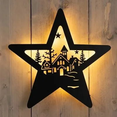 ANNA'S COLLECTION Muurhanger met ster 3x34x35cm zwrt - afbeelding 1